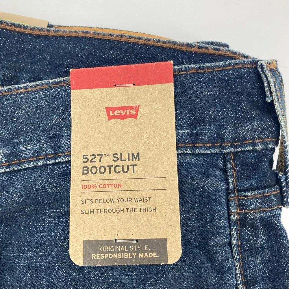 NEW Levi's 527 Slim Bootcut Jeans Mens 36x36 Fits 37x35 Blue Western Cowboy